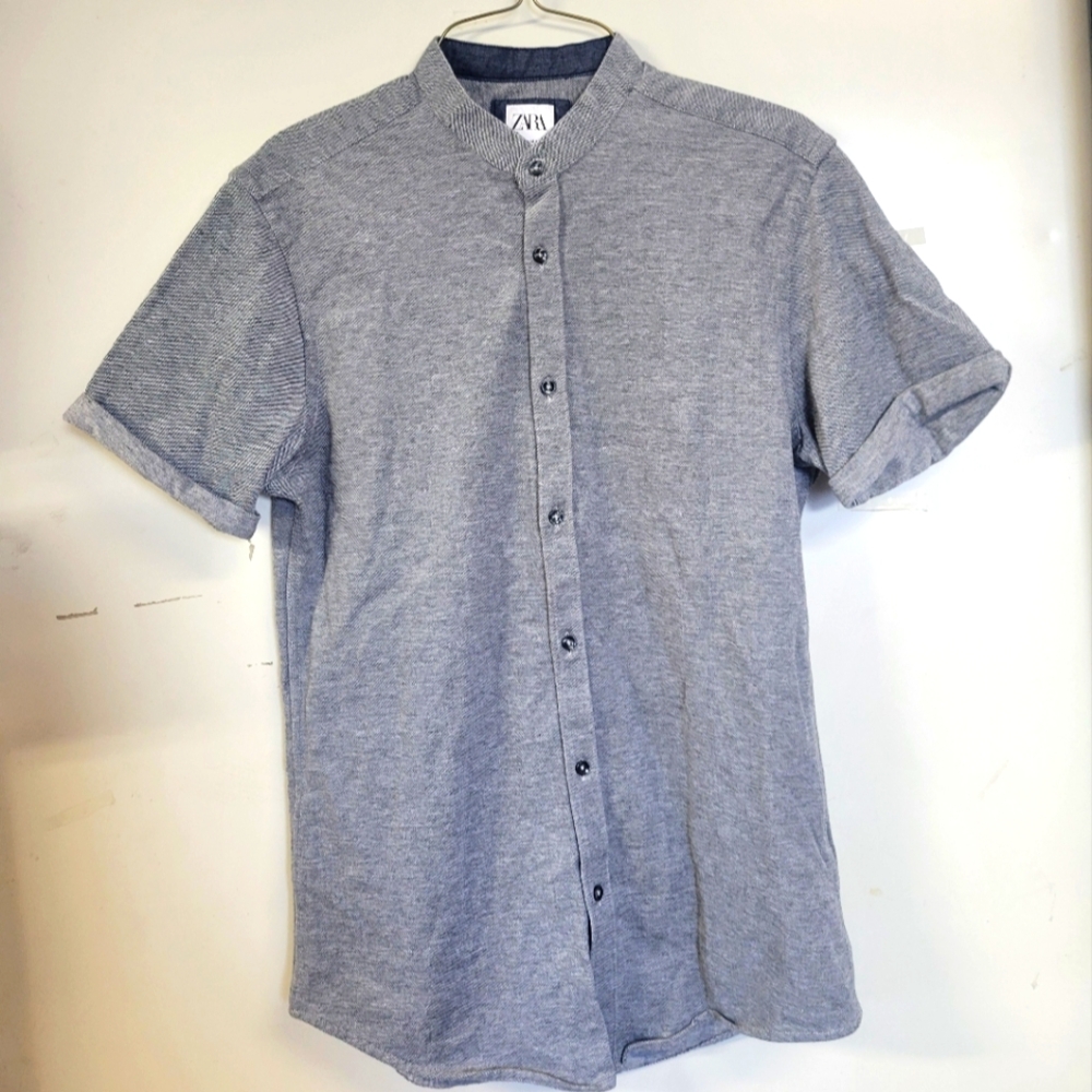 Men's ZARA Gray Short Sleeve Shirt - Picture 1 of 6